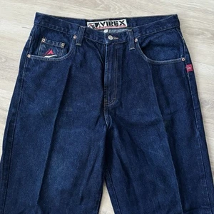 Pantalones de mezclilla vintage Y2K Avirex azul relajado holgado lavado oscuro para hombre 36x33 - Imagen 1 de 7