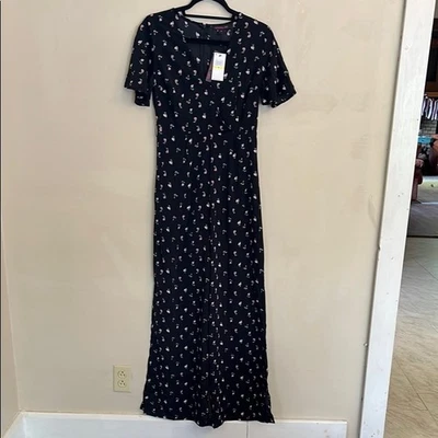 Mono Material Girl Nuevo con Etiquetas Negro Ditsy Floral Envolvente Talla M Foto 1 de 4