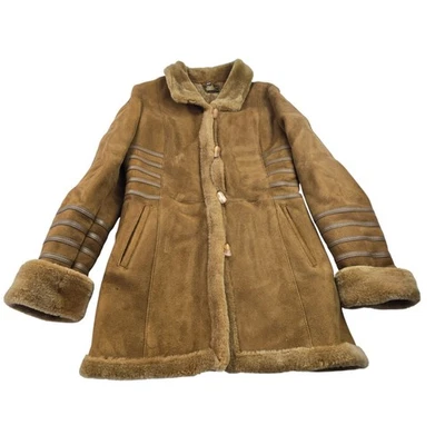 Harlin Women's Shearling Leather Sheepskin Suede Toggle Coat Jacket S / M - Image 1 of 4