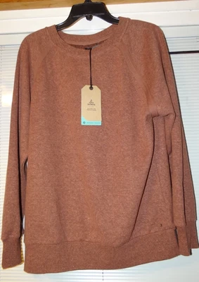 NEW prAna Women's Cozy Up Sweatshirt rust heather color Pullover Long Sleeve L - Image 1 of 4