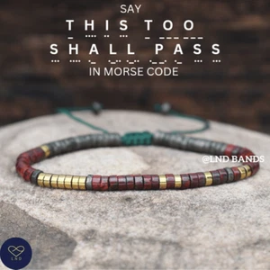 Pulsera This Too Will Pass Código Morse, animadores inspiradores motivacionales - Imagen 1 de 4