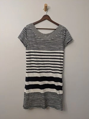 Vestido recto Anthropologie Maeve Haven a rayas manga corta azul marino blanco talla pequeña Foto 1 de 4