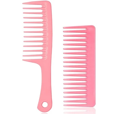 2PCS Wide Tooth Comb for Curly - Large Hair Detangling Large, Pink  - Image 1 of 4