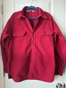 Vintage Woolrich Chamois Heavy Thick Flannel Shirt Mens Size XL Red 70s - Picture 1 of 10