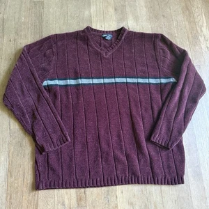 Vintage Cherokee 90s Fuzzy Stripe Grunge Boy Band Y2K Sweater – Size Large - Picture 1 of 11