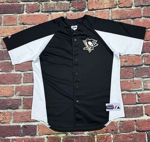 Vintage Pittsburgh Penguins Majestic 90s Y2K Baseball Jersey Men’s XL USA NHL - Picture 1 of 8