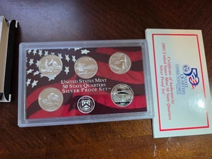 2005 S SILVER Proof Set Quarters CA MN OR KS WV w/ COA | U.S. Mint 50 State Qtrs - Picture 1 of 17