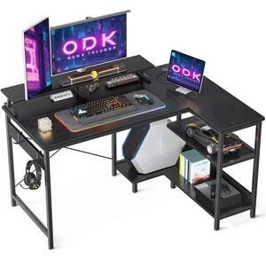 ODK Eckschreibtisch, Schreibtisch mit Regal Reversibel, 120x80x88cm Gaming Ti... - Bild 1 von 7