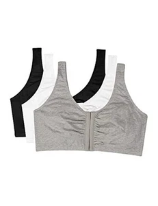  Women's Front Close Sports Bra - Cotton Blend, Easy Fit & Built-Up Support  - Picture 1 of 7