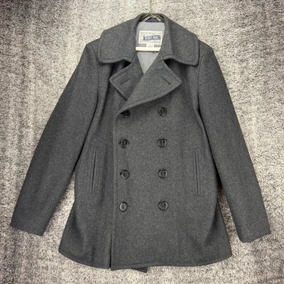 Schott Bros 751 Wool Peacoat Mens XL Gray USA Made Double Breasted Heavy Jacket - Image 1 of 4