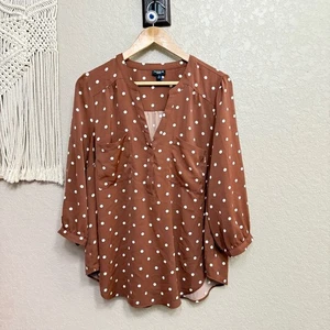 Torrid Gr. 0 gleich Gr. L Harper Studio Crepe de Chine 3/4 Arm Bluse - Bild 1 von 7