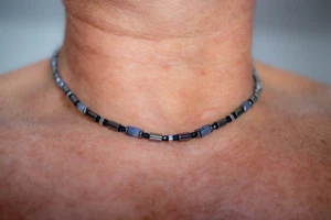 Collana uomo donna, pietre dure, giada, quarzo, turchese, ematite, 007. - Foto 1 di 5