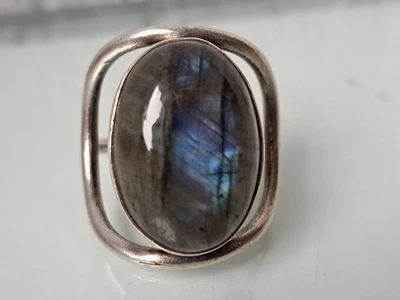 schöner, großer, alter Ring , 925 Silber mit Labradorit - Bild 1 von 4