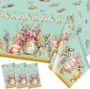 3 Pack Tea Party Decoration Tea Party Tablecloth Plastic 54 X 108 Flowers Floral - Picture 1 of 9