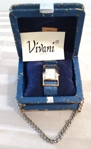 NEU VINTAGE VIVANI DAMENUHR BLAU LEDER ARMBAND - MIT ETIKETT L@@K!! - Bild 1 von 6