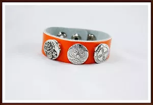 Druckknopf Button Click Leder Armband in orange passend für Chunk & Noosa - Bild 1 von 2