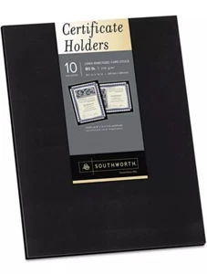 Southworth Certificate Holder Black Linen 105 lbs. 12 x 9-1/2 10/Pack - Picture 1 of 4