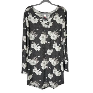 NWT NO BOUNDARIES Size XXL 2XL Black Gray Long Sleeve Floral Knit Sweater Dress - Picture 1 of 14
