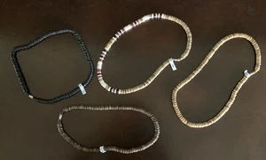 Beach 18" CoCo Bead Necklace Black, Natural, Brown And Natural Khaki Burgundy - Foto 1 di 1