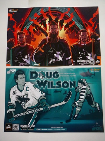 2 San Jose Sharks Authentic Fan Posters Cheer Cards Cover