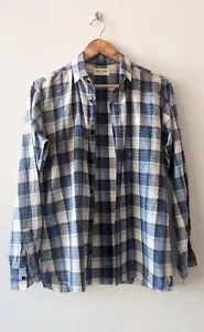 SAINT LAURENT - Hedi Slimane - Blue Flannel Button-Up Shirt FW14 Size S - Picture 1 of 7