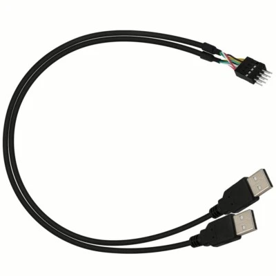 Dual USB male to DuPont 9-pin IDC Header Male Motherboard Connector Cable 50cm - Image 1 of 4
