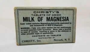 Vintage CHRISTY'S Tablets of Dried Milk Of Magnesia Advertising Medicine Box - Picture 1 of 9
