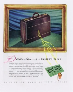 1945 WHEARY TRAVEL LUGGAGE AD Racine Wisconsin, Suitcases, Vacations, Trunks - Picture 1 of 3