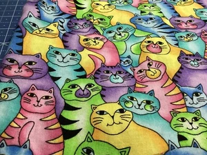 Colorful Cat Fabric 20”x42” and EXTRA SMALL PANEL of 17”x22.” Take a look - Picture 1 of 2