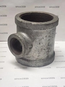 2-1/2" x 2-1/2" x 1" Galvanized Reducing Tee, Malleable - Picture 1 of 1