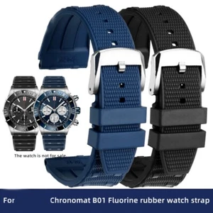 For Breitling Chronomat B01 Fluorine Rubber Watch Strap Sport Watchband 22mm24mm - Picture 1 of 23