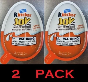 2x KINDER JOY Treat + Toy Sweet Cream Topped With Cocoa Wafer Bites .7 oz 2 PACK - Picture 1 of 3