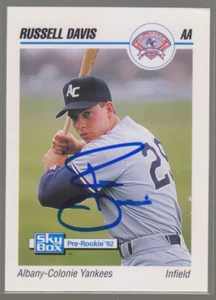 Skybox 1992 autografiado Russell Davis - Albany-Colonie Yankees - Imagen 1 de 1