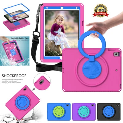 For iPad 10.9" 10.2" 9.7" Air Mini 4 5 6 Rotate Stand Case With Screen Protector - Image 1 of 4