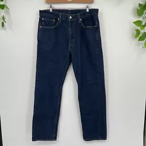 Jeans Levi's Uomo 505 Taglia 36/30 Zip Dritta Fly Lavaggio Scuro Denim Blu. - Foto 1 di 6