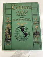 Collier's World Atlas and Gazetteer Maps Book - 1943 Oversized Green Hardcover