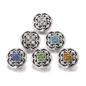 12mm 6pcs Mixed Geometric Chunk Charm Snap Button Fit 18mm Drill Snap Jewelry - Picture 1 of 9