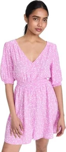 BB Dakota Your Always Mini Dress Women XS Lilac Floral Print Puff Sleeves JDM498 - Picture 1 of 12