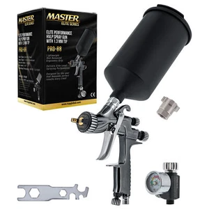 Master Elite HVLP Touch Up Spray Gun, 1.3mm Tip, Air Pressure Regulator, Detail - Picture 1 of 4