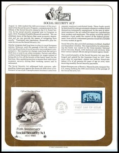 1985 Social Security Act of 1935 22c Sc 2153 ArtCraft FDC ArtCraft on PCS page - Picture 1 of 1