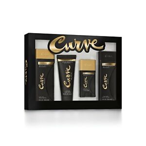 Curve Black Scent 4Piece Gift Set Shower Gel Shampoo After Shave Balm Shower Gel