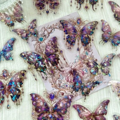 Aurora Butterfly Stickers Rose Scrapbooking Journal Diary Craft Sticker PET - image 1 of 4