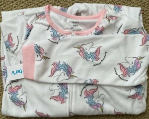 Carter's Girls 8 Fleece PJs Pajama Unicorn NWT Footed Sleeper Rainbow Dreaming - Picture 1 of 2