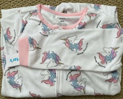 Pijama Carter's Niñas 8 Vellón Unicornio Nuevo con Etiquetas Pies Dormir Arco Iris Soñar Foto 1 de 2