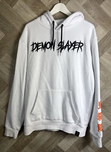 Primark Demon Slayer White Graphic Print Manga Anime Hoodie Pullover Size XL - Picture 1 of 24