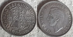 Moneda de media corona de plata del rey Jorge VI 1945 UA - Imagen 1 de 3