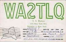 amateur ham radio QSL postcard WA2TLQ V.T. Migliore 1961 Brooklyn New York