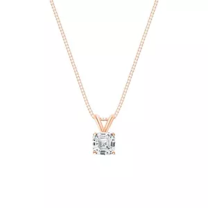 1,75 Karat Asscher erstellt Diamant echt massiv 14K Roségold Anhänger 18 Zoll Halskette - Bild 1 von 3