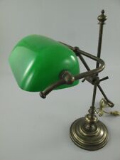 Tischlampe Bankerlampe Jugendstil Schreibtischlampe Antik Messing brüniert Grün