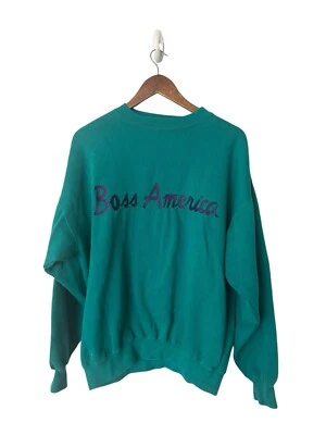 Vintage BOSS AMERICA by BROOKHURST Cursive Spellout Sweatshirt - Adult large - Image 1 of 4